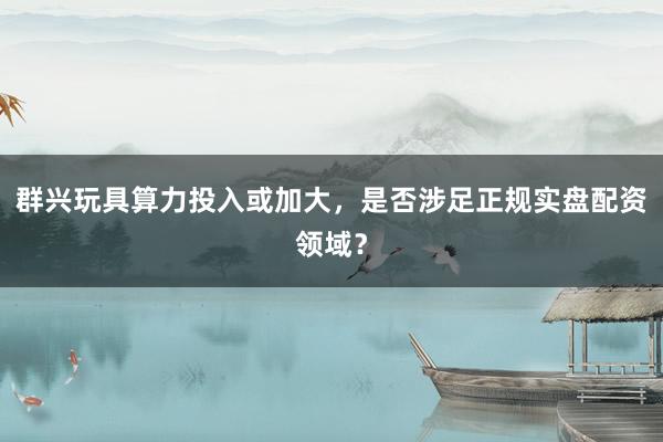 群兴玩具算力投入或加大，是否涉足正规实盘配资领域？