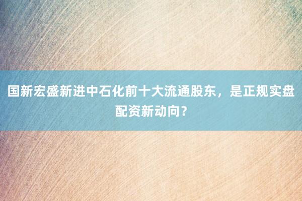 国新宏盛新进中石化前十大流通股东，是正规实盘配资新动向？