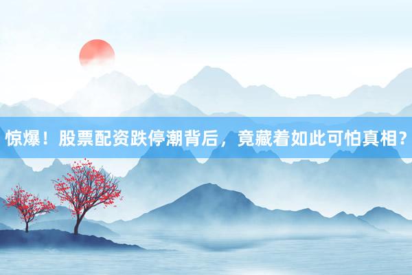 惊爆！股票配资跌停潮背后，竟藏着如此可怕真相？