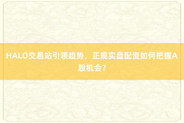 HALO交易站引领趋势，正规实盘配资如何把握A股机会？
