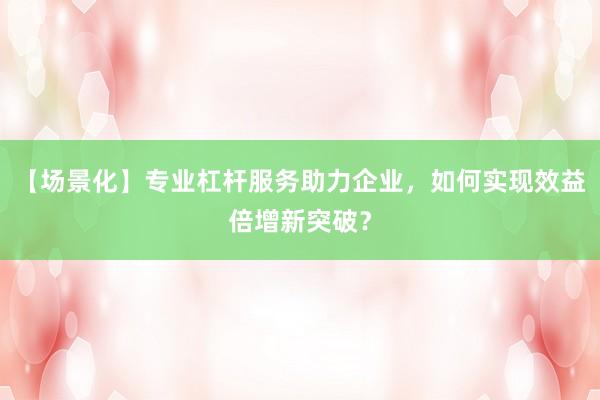 【场景化】专业杠杆服务助力企业，如何实现效益倍增新突破？