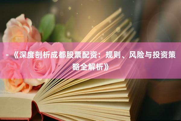- 《深度剖析成都股票配资：规则、风险与投资策略全解析》