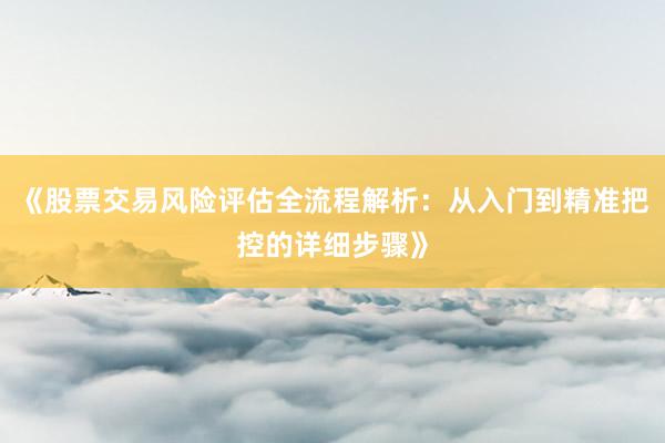 《股票交易风险评估全流程解析：从入门到精准把控的详细步骤》