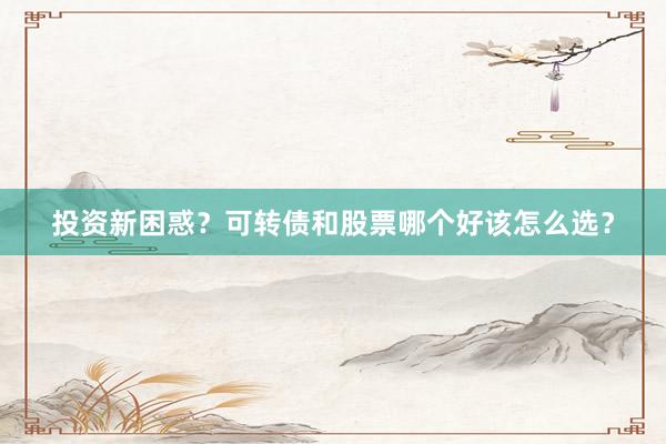 投资新困惑？可转债和股票哪个好该怎么选？