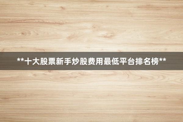 **十大股票新手炒股费用最低平台排名榜**