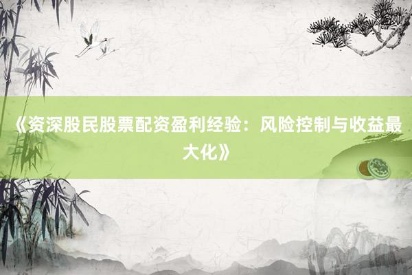 《资深股民股票配资盈利经验:风险控制与收益最大化》