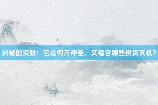 揭秘配资股:它是何方神圣,又蕴含哪些投资玄机?