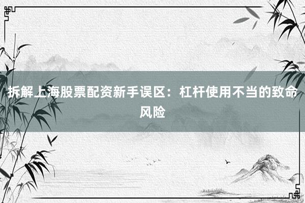 拆解上海股票配资新手误区：杠杆使用不当的致命风险