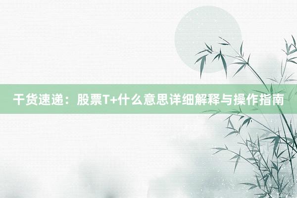 干货速递：股票T+什么意思详细解释与操作指南