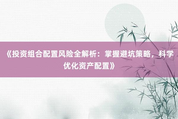 《投资组合配置风险全解析：掌握避坑策略，科学优化资产配置》